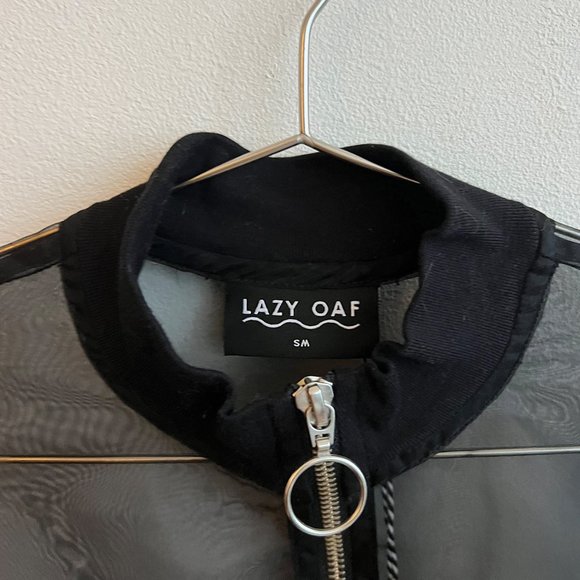 NWT Lazy Oaf Black Sheer Zippy Sweatshirt Size S/M - Picture 4 of 6